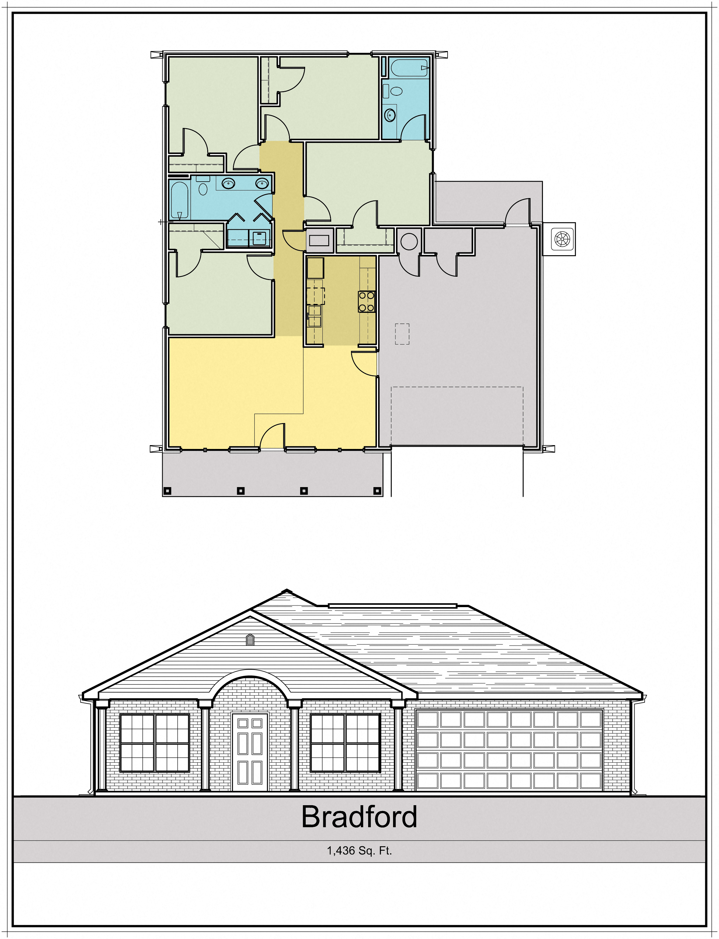 Floor plan for 4 beds, 2 baths